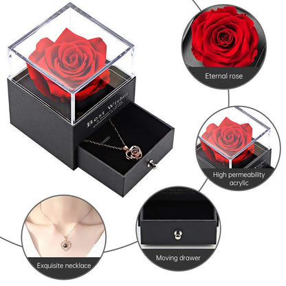 Cosy Eternal Love Rose & Necklace Box